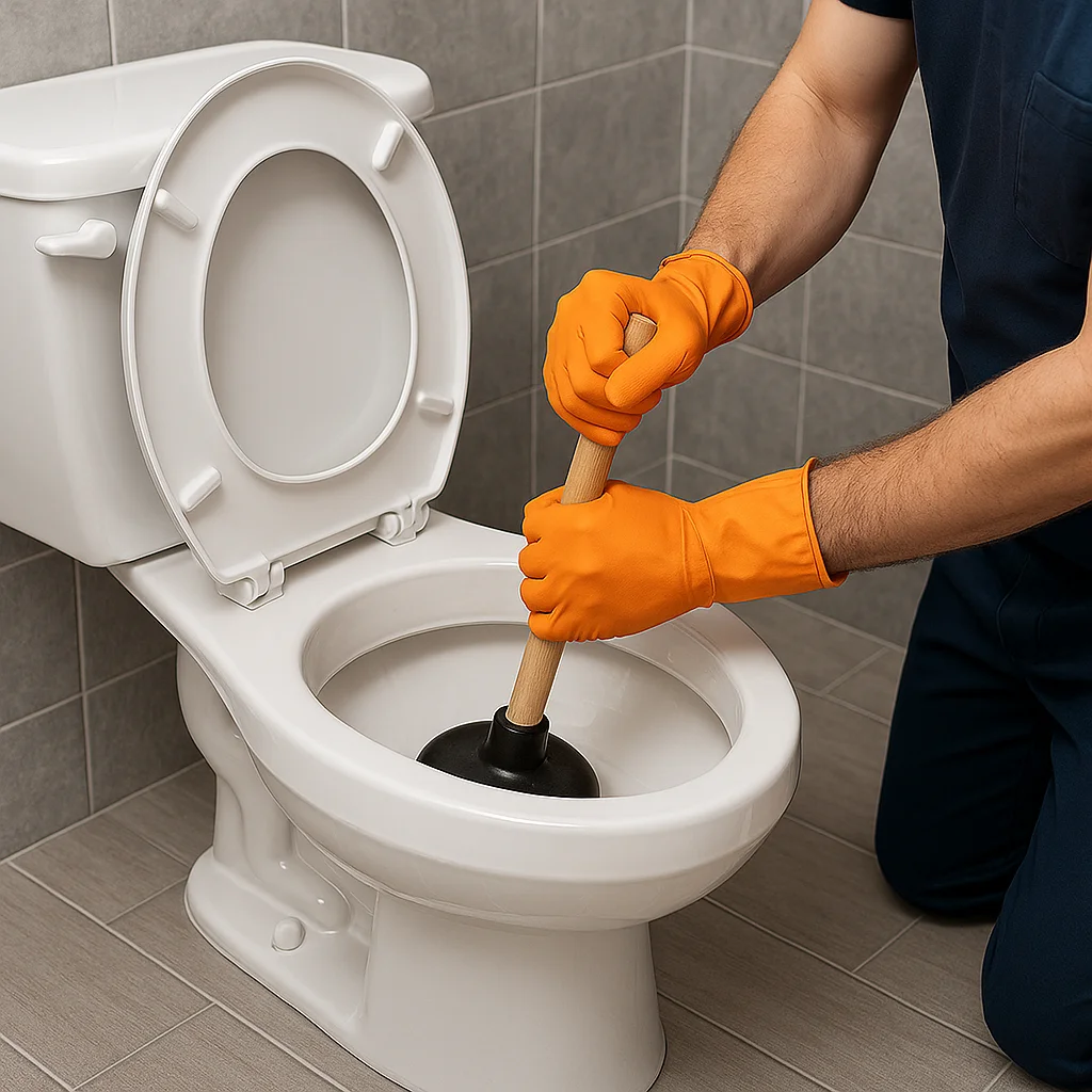 Atendimento profissional para desentupimento de vaso sanitário