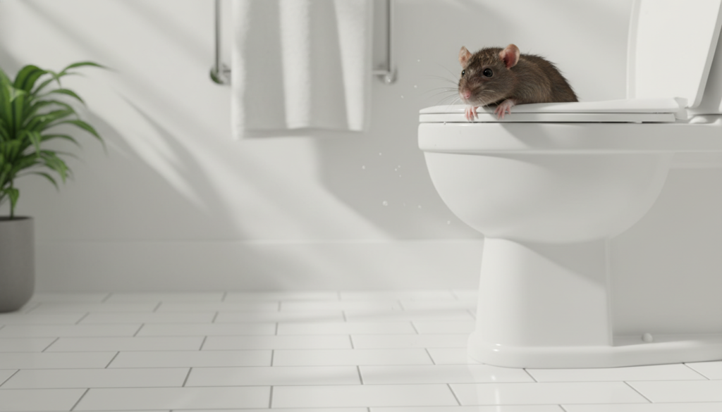 Rato saindo pelo vaso sanitário
